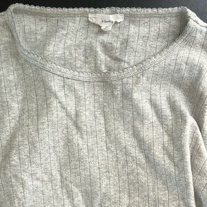 A Loves A Grey Eyelet Round Neck Long Sleeve Top
